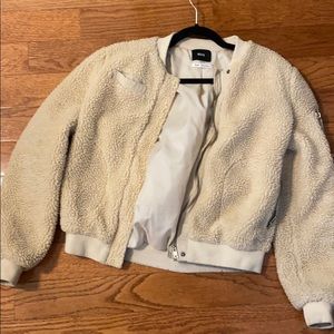 BDG cream Sherpa bomber jacket